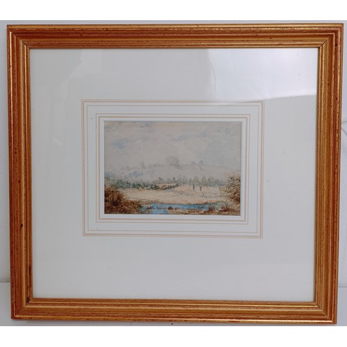 618 - 19th century, English school, landscape, watercolour, 9 x 14 cm, and a landscape with a bridge, 12 x... 