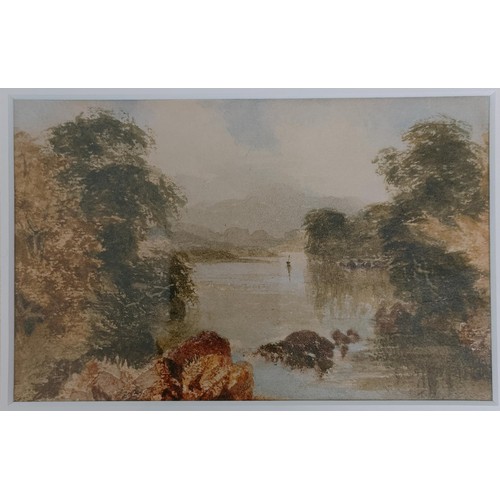 619 - Late 19th century, English school, landscape, 10 x 17 cm, and a landscape with a bridge, watercolour... 