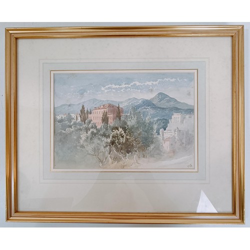 623 - Thomas G Stavely, landscape, watercolour, initialled, 18 x 26 cm, Tamar Gallery label verso