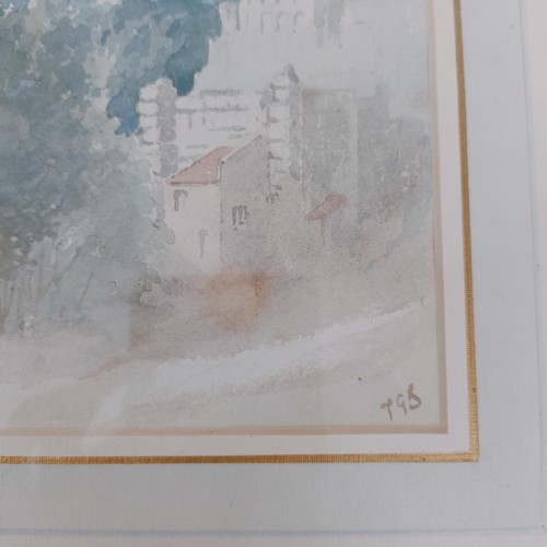 623 - Thomas G Stavely, landscape, watercolour, initialled, 18 x 26 cm, Tamar Gallery label verso