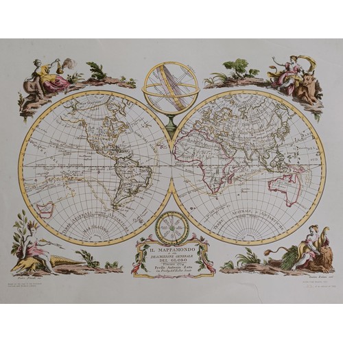 633 - Assorted 19th century style and reproduction style maps and prints, all unframed, in two folios (qty... 