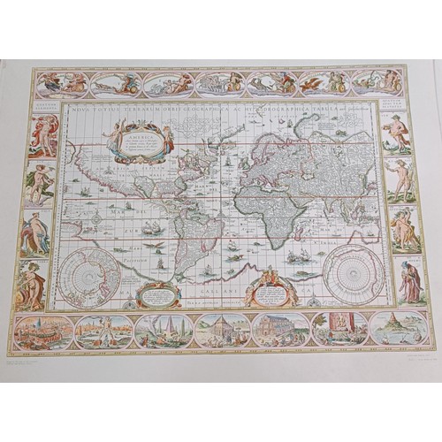 633 - Assorted 19th century style and reproduction style maps and prints, all unframed, in two folios (qty... 