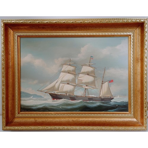 638 - Salvatore Colacicco, study of a sailing ship, oil on board, 27 x 40 cm, and its pair (2)