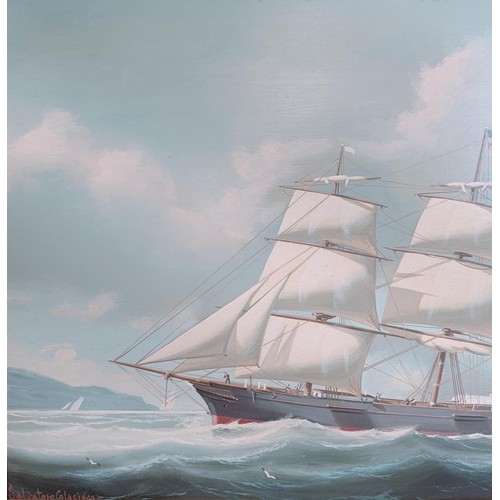 638 - Salvatore Colacicco, study of a sailing ship, oil on board, 27 x 40 cm, and its pair (2)