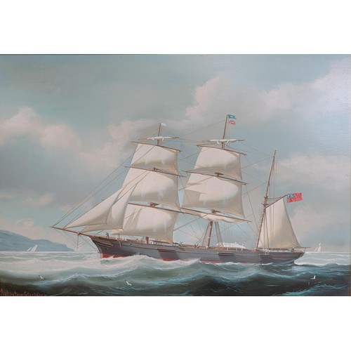 638 - Salvatore Colacicco, study of a sailing ship, oil on board, 27 x 40 cm, and its pair (2)