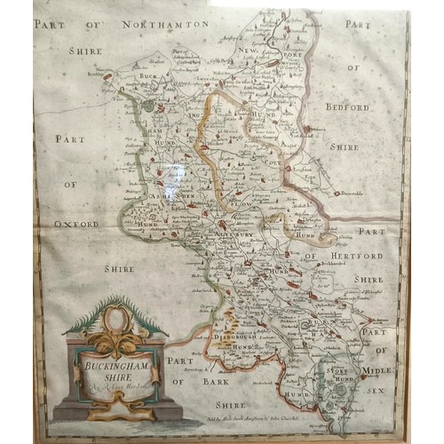 784 - A map of Buckinghamshire, by Robert Morden, 40 x 35 cm