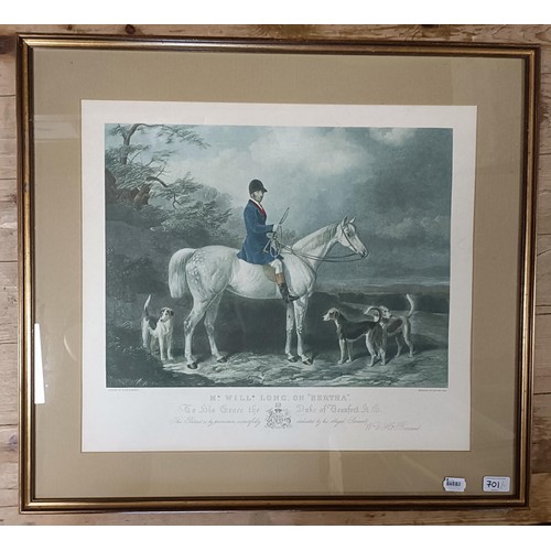 701 - A print, Mr Charles Davis on The Traverser, 47 x 53 cm, and it's pair (2)