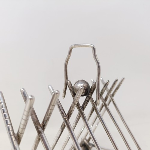 712 - A late Victorian silver plated novelty toast rack, the divisions in the form of croquet mallets, 17 ... 