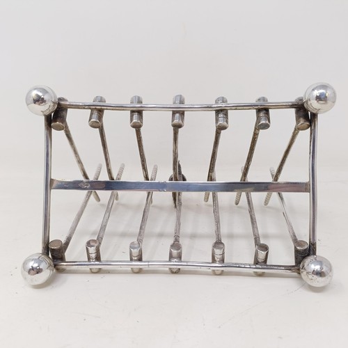 712 - A late Victorian silver plated novelty toast rack, the divisions in the form of croquet mallets, 17 ... 