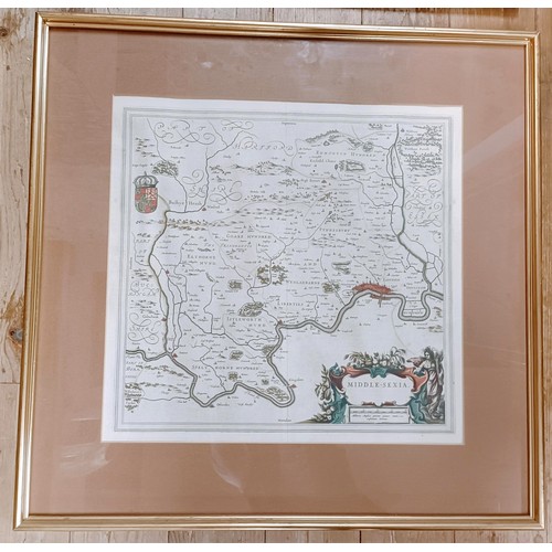 780 - A map of Dorset Shire, by Robert Morden, 35 x 43 cm and a map of Middlesex, 40 x 43 cm (2)