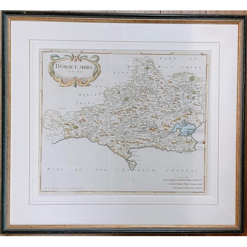 780 - A map of Dorset Shire, by Robert Morden, 35 x 43 cm and a map of Middlesex, 40 x 43 cm (2)