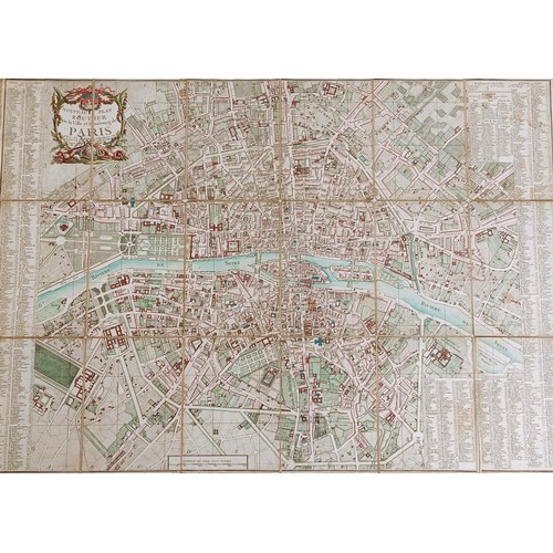 786 - A late 19th century folding map of Paris, unframed, 57 x 87 cm