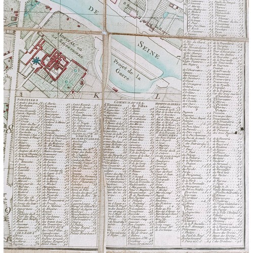 786 - A late 19th century folding map of Paris, unframed, 57 x 87 cm