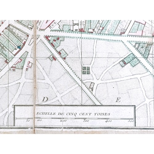 786 - A late 19th century folding map of Paris, unframed, 57 x 87 cm