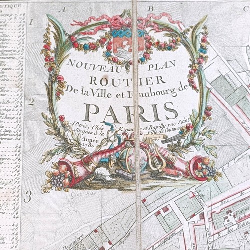 786 - A late 19th century folding map of Paris, unframed, 57 x 87 cm