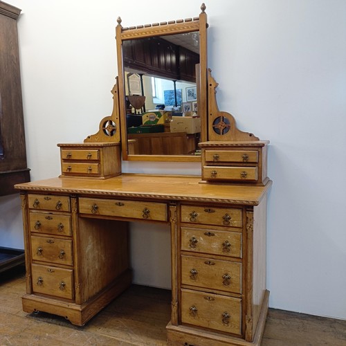 955 - An Arts & Crafts inlaid ash dressing table, in the manner of Bruce Talbot, 132 cm wide