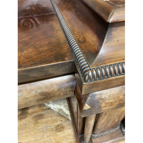 1023 - A Victorian mahogany pedestal sideboard, 190 cm wide