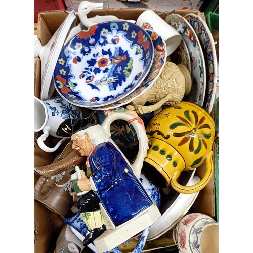 840 - A blue and white meat plate, with gravy well, and assorted other ceramics (qty)