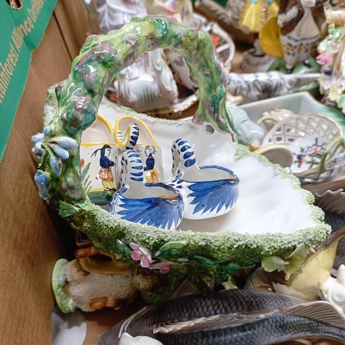 842 - A pair of Royal Copenhagen fish, and assorted other ceramics (box)