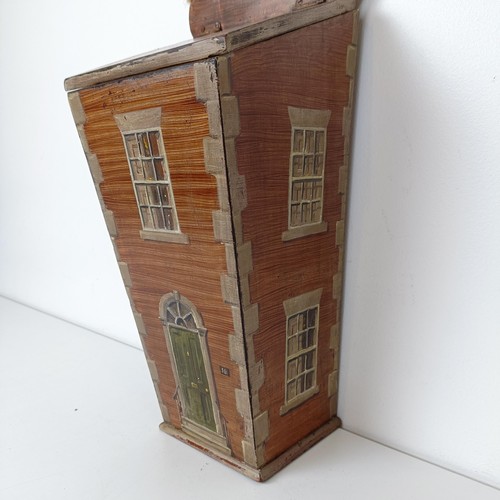 851 - An unusual painted candle box, decorated house front, 46 cm high