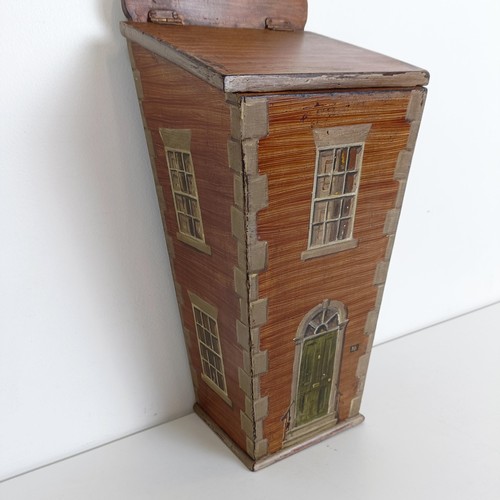 851 - An unusual painted candle box, decorated house front, 46 cm high