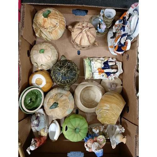 859 - A Sylvac onion vase, assorted ceramics and other items (3 boxes)