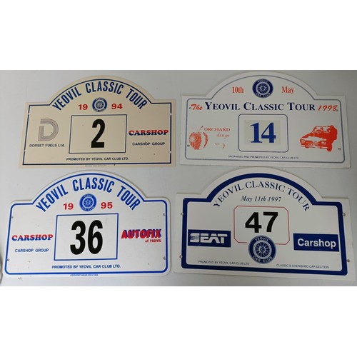 238 - A group of assorted car number plates, rally plaques, badges and other items (box)