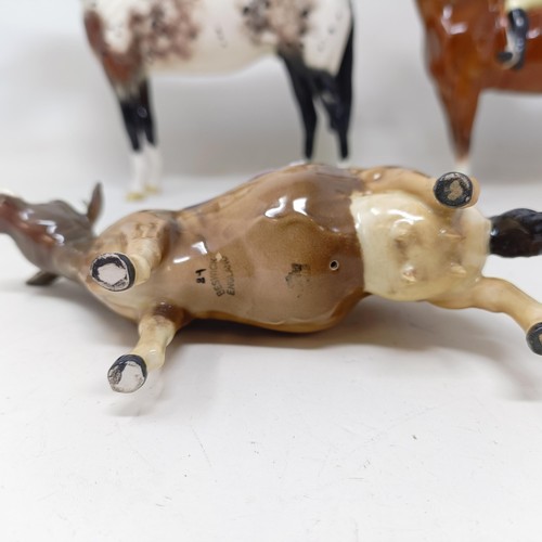 897 - A Beswick horse and rider, a horse, cow, pig and a dog (5)