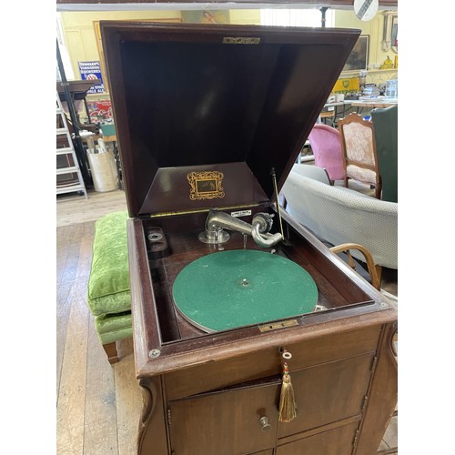 970 - An His Master's Voice (HMV) gramophone cabinet, and a record cabinet  (2)