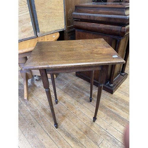 1024 - An oak bureau, 70 cm wide, a pair of armchairs, a pair of kitchen chairs, a stool, and two tables (8... 