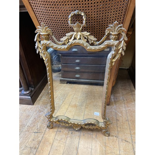 1022 - A 19th century mahogany bedroom mirror, 70 cm wide, and a gilt frame mirror, 73 x 77 cm (2)