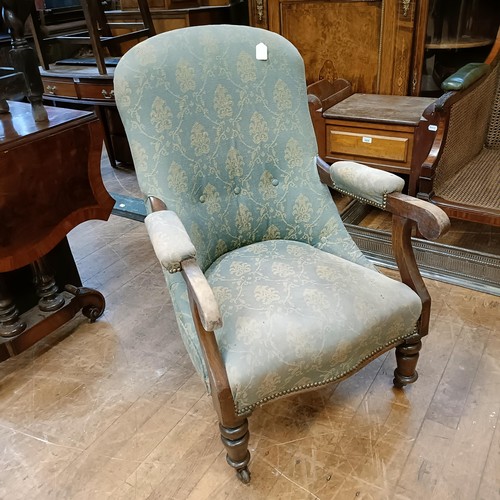 1055 - A mahogany framed armchair, and a work box (2)