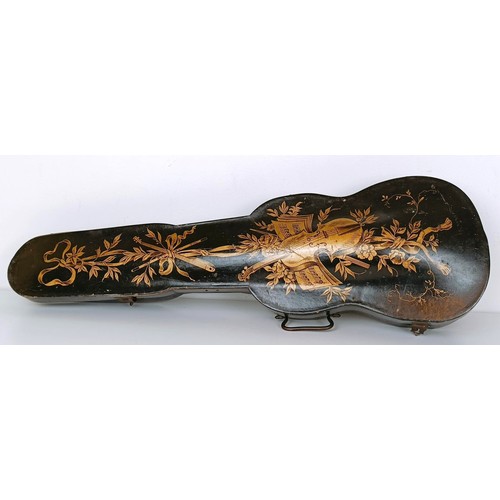 880 - A 19th century lacquered gilt decorated violin case