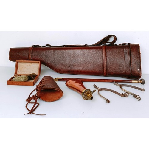 882 - A leg o' mutton leather gun case