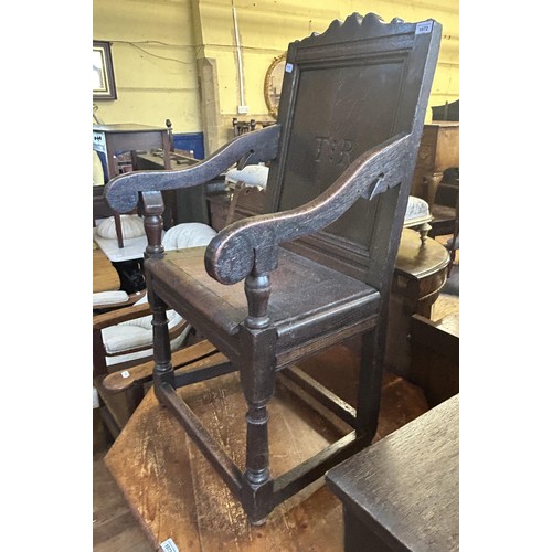 1072 - An oak Wainscot type armchair