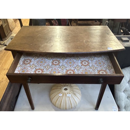 1078 - A mahogany bow front side table, with a single frieze drawer, 78 cm wide