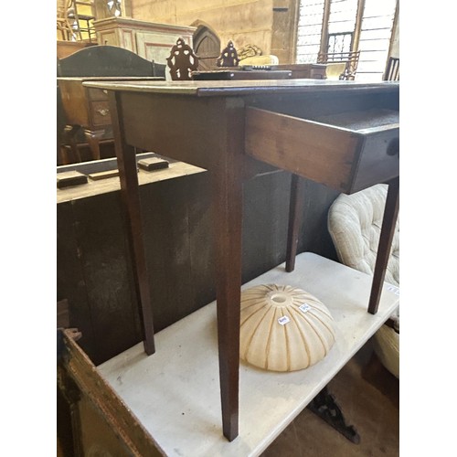 1078 - A mahogany bow front side table, with a single frieze drawer, 78 cm wide