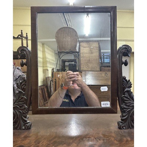 1022 - A 19th century mahogany bedroom mirror, 70 cm wide, and a gilt frame mirror, 73 x 77 cm (2)