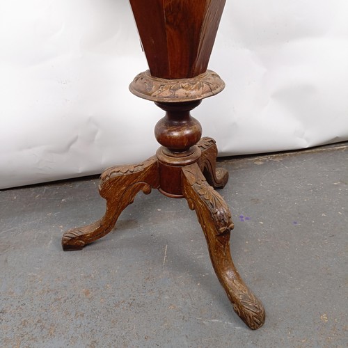 2 - A Victorian walnut work table, top inset with chess board, in need of extensive restoration, 45 cm w... 