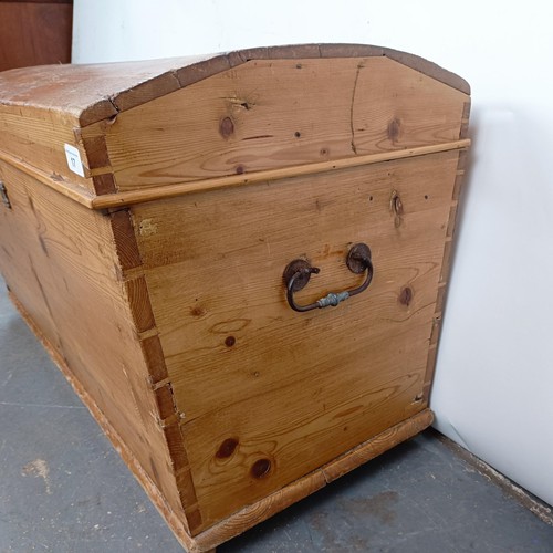 17 - A Victorian pine dome topped trunk, 89cm wide