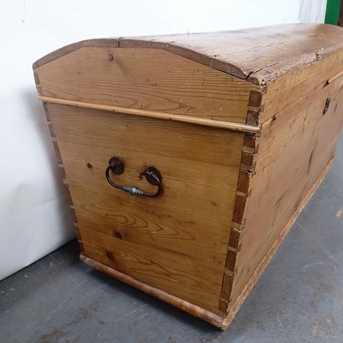 17 - A Victorian pine dome topped trunk, 89cm wide