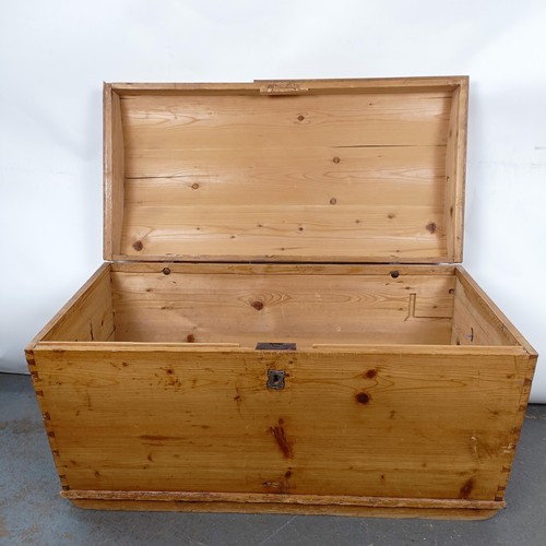 17 - A Victorian pine dome topped trunk, 89cm wide