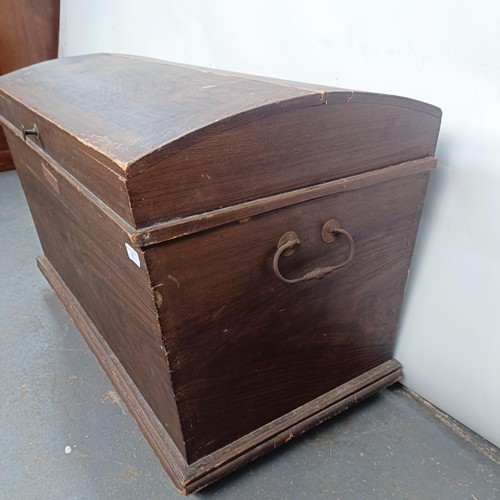 7 - A Victorian stained pine dome topped trunk, 87 cm wide