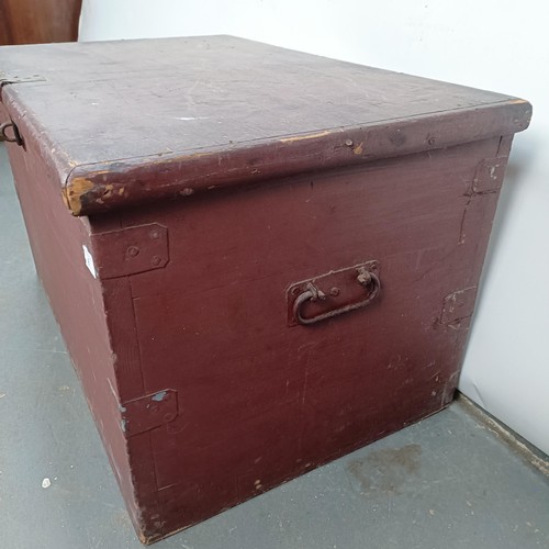 8 - A Victorian painted pine trunk, 84 cm wide