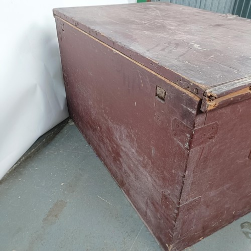 8 - A Victorian painted pine trunk, 84 cm wide