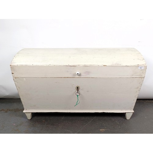 18 - A Victorian painted pine dome top trunk, 100 cm wide