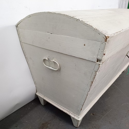 18 - A Victorian painted pine dome top trunk, 100 cm wide