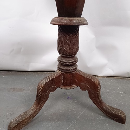 13 - A Victorian walnut work table, top inset with a chess board, 42 cm wide