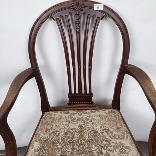 28 - A mahogany armchair, with a drop in seat