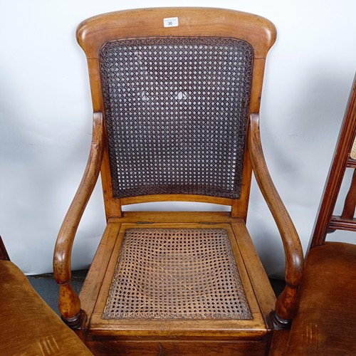 30 - A mahogany framed commode chair, and two single chairs (3)